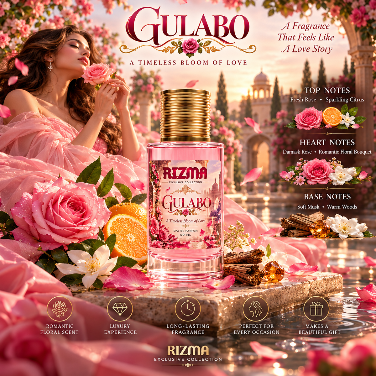 GULABO Eau de Parfum — A Timeless Bloom of Love | RIZMA Exclusive Collection